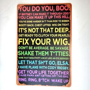 Colorful Motivational Quote Tin Sign 12×8 Funny Fitness Humor Metal Wall Decor